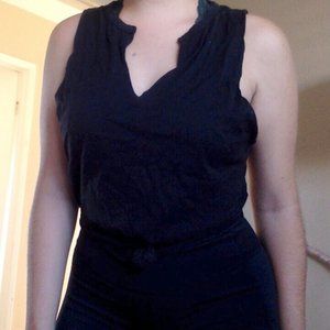 Black jabot crop top